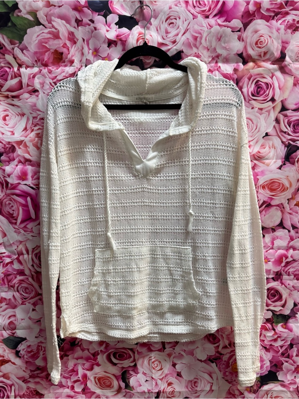 Aeropostale White Knit Hooded Top